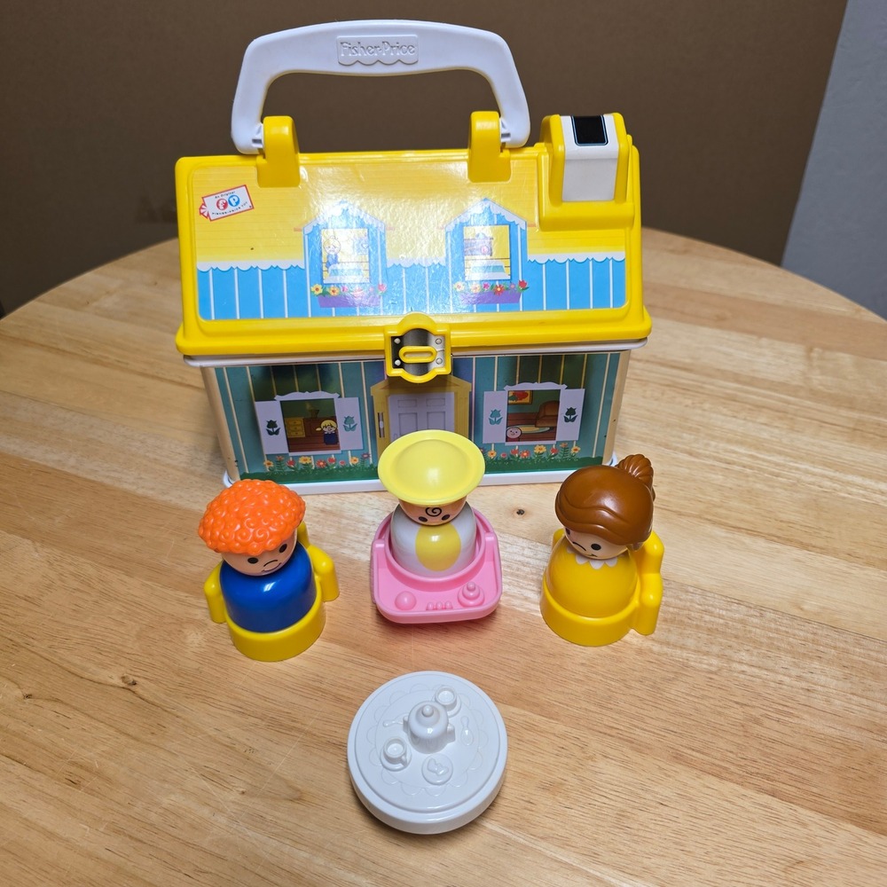 Fisher Price Little People Carry Case House Playset 3 Figures & Furniture 2008